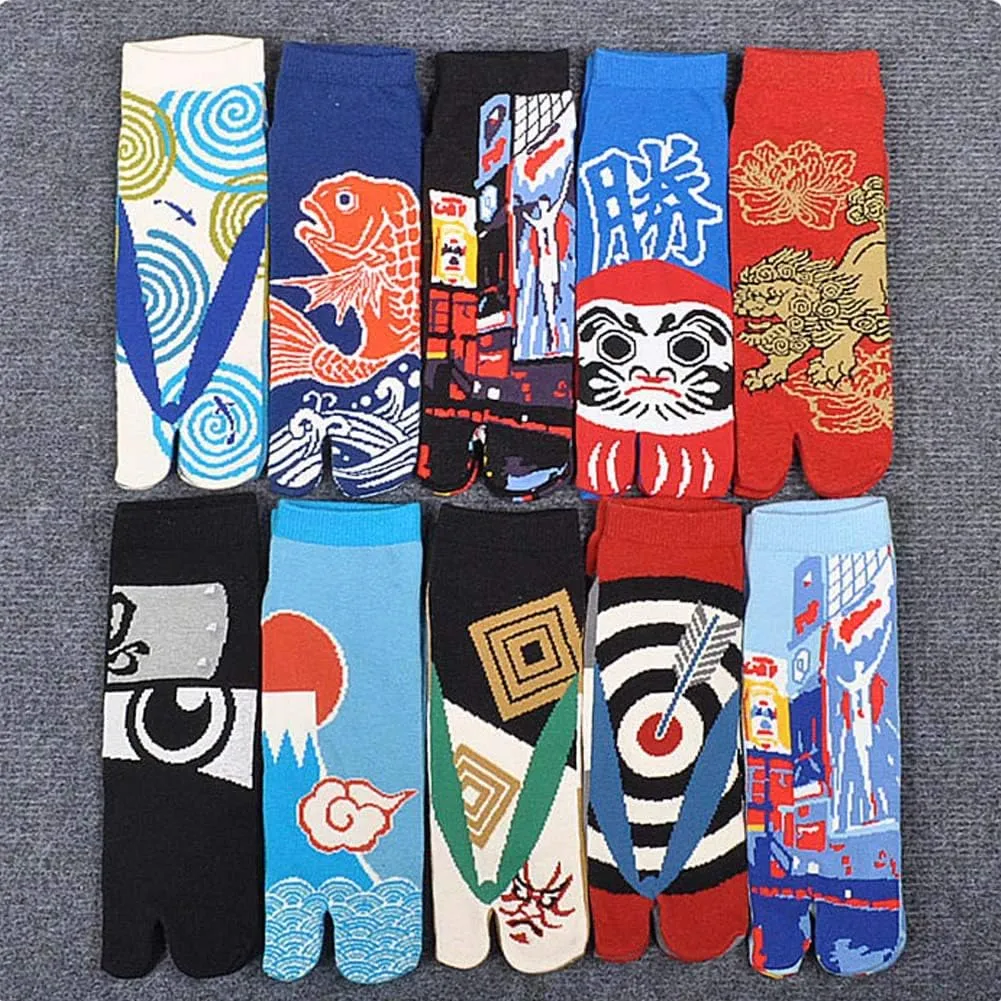 Japanese Style Kimono Sandal Split Toe Tabi Ninja Geta Socks Geisha Socks for Men