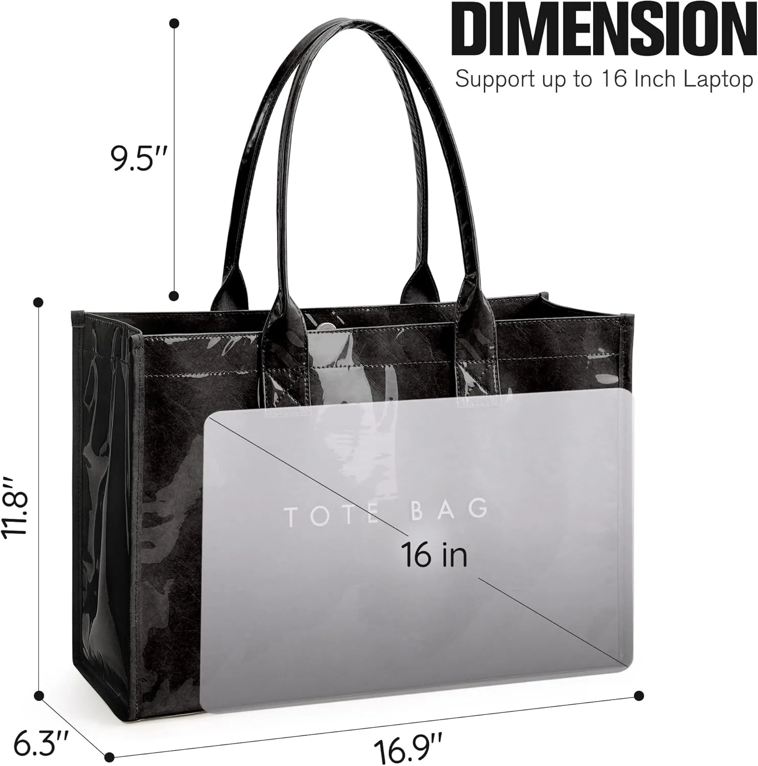 KALIDI PVC Tote Bag Women’s Kraft Paper Work Handbags Purses with Top Handle