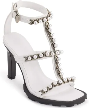 KARL LAGERFELD Women's Midge T-Strap Studded Heel Sandal