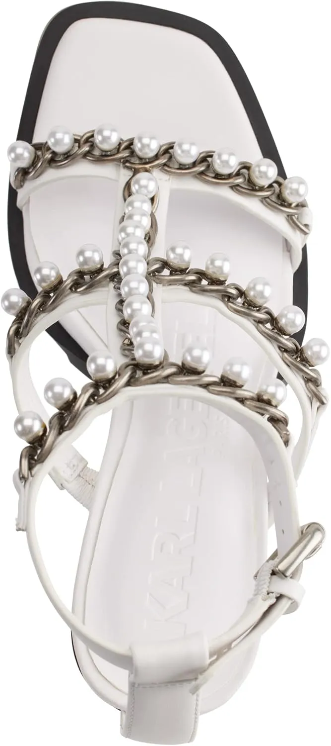 KARL LAGERFELD Women's Midge T-Strap Studded Heel Sandal