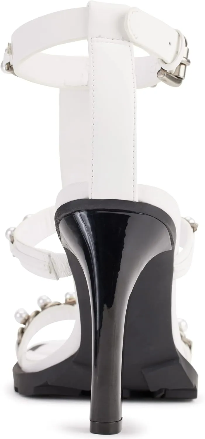 KARL LAGERFELD Women's Midge T-Strap Studded Heel Sandal