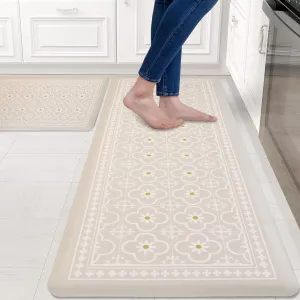 Kitchen Mats Cushioned Anti Fatigue [2 PCS] 0.47 inch Thickness Heavy Duty Non-Skid Waterproof Rugs  Ergonomic Comfort Standing Mat for Kitchen, Floor, Office, Sink, Laundry(Light Grey)