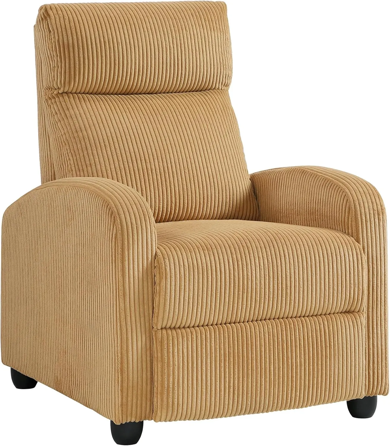 Lexicon Corduroy Pushback Recliner Chair Armchair Push Back Recliner, Solid Wood Frame and Metal Base, Easy Assembly Small Soft Single Sofa Accent Chair for Living Room/Office/Apartment, Yellow