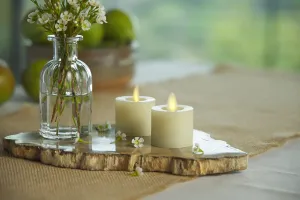 Luminara Moving Flame LED Flameless Real Wax Tealights (1.7" x 2.2") Unscented Real Wax Remote Ready Battery Operated LED Flameless Tea Light - Ivory (2-Pack)