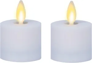 Luminara Moving Flame LED Flameless Tealight (1.4" x 2") Remote Ready Battery Operated Plastic LED Flameless Tea Light - Smooth Matte - Pearl Ivory (2-Pack White)