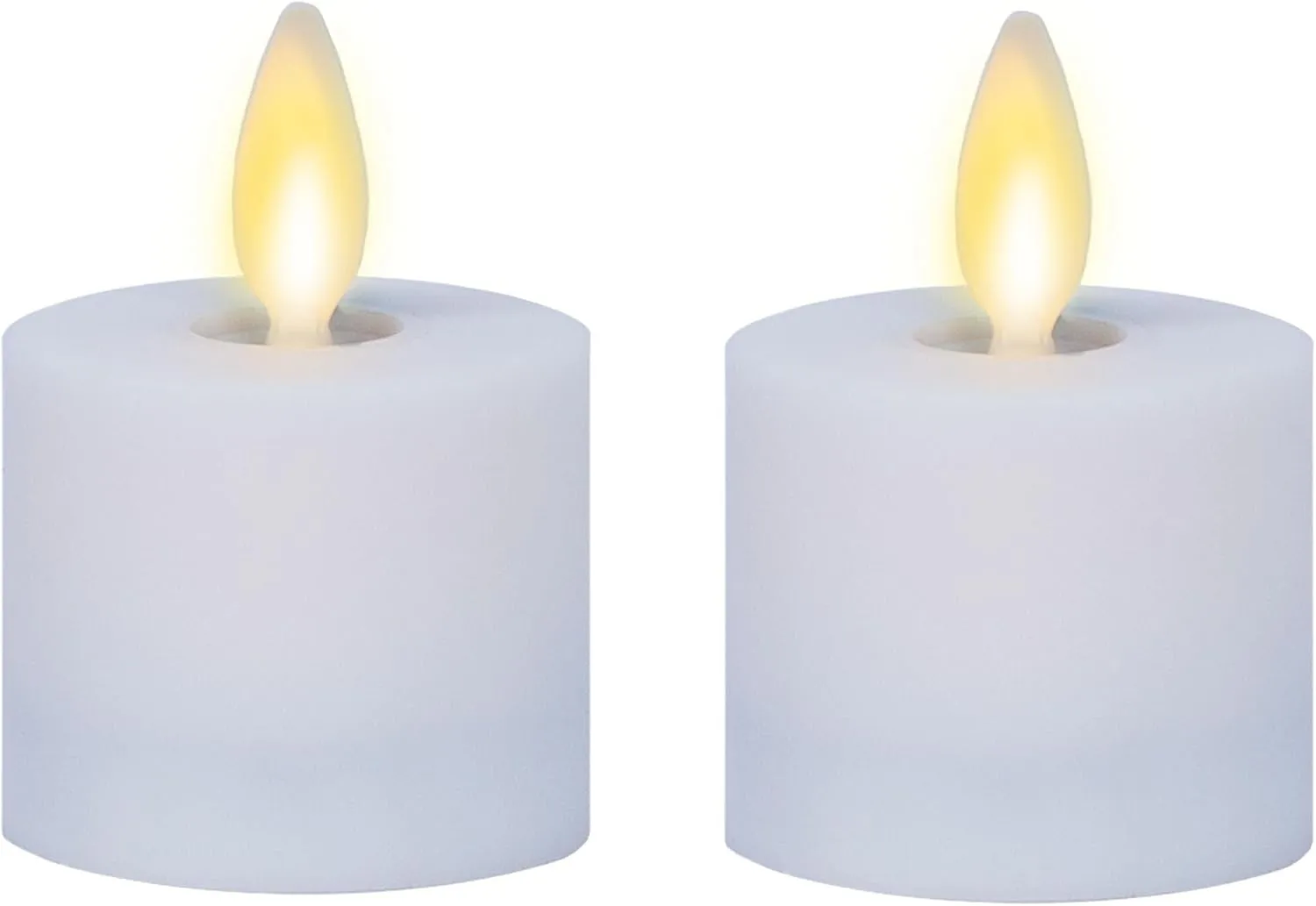 Luminara Moving Flame LED Flameless Tealight (1.4" x 2") Remote Ready Battery Operated Plastic LED Flameless Tea Light - Smooth Matte - Pearl Ivory (2-Pack White)