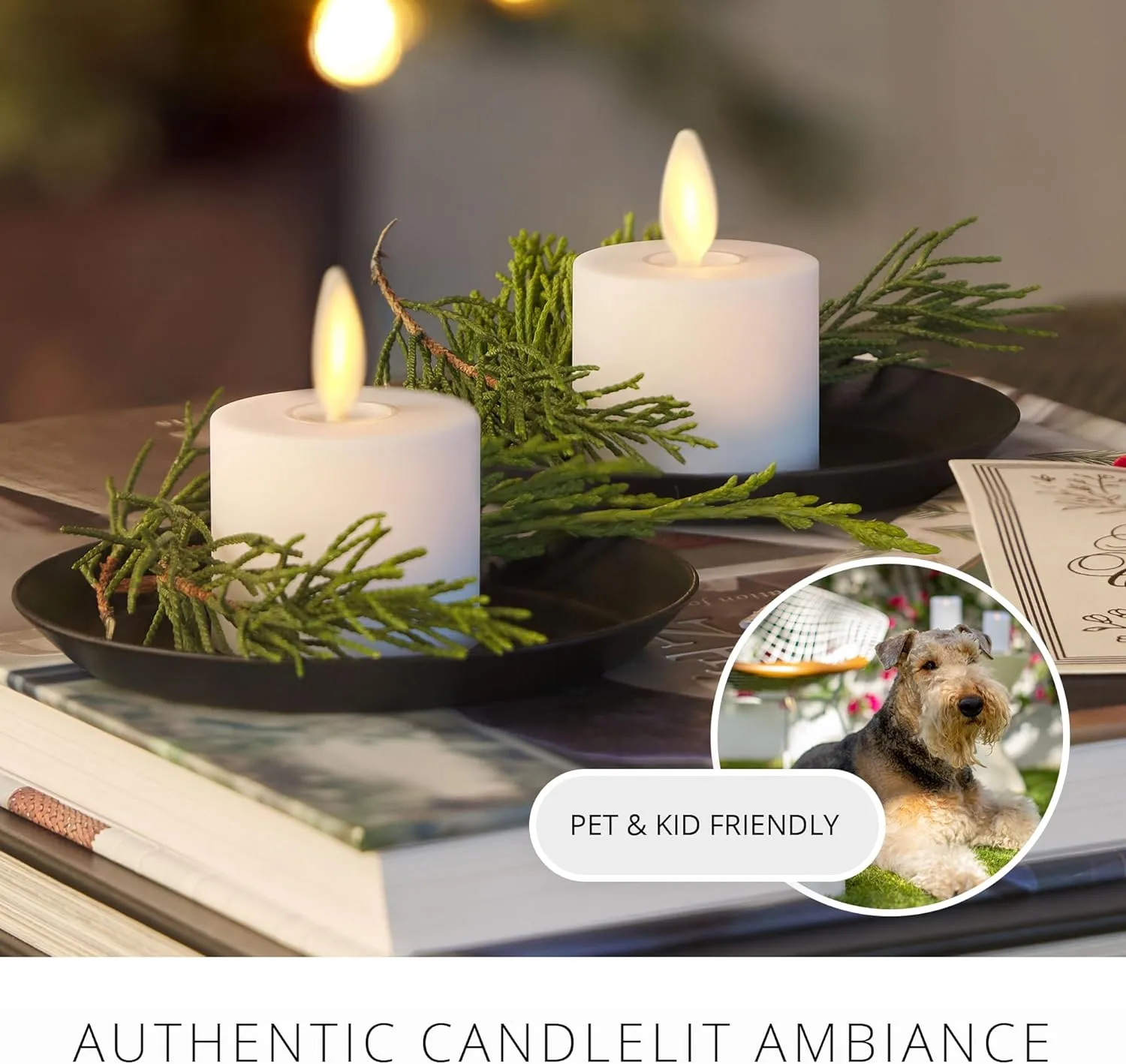 Luminara Moving Flame LED Flameless Tealight (1.4" x 2") Remote Ready Battery Operated Plastic LED Flameless Tea Light - Smooth Matte - Pearl Ivory (2-Pack White)