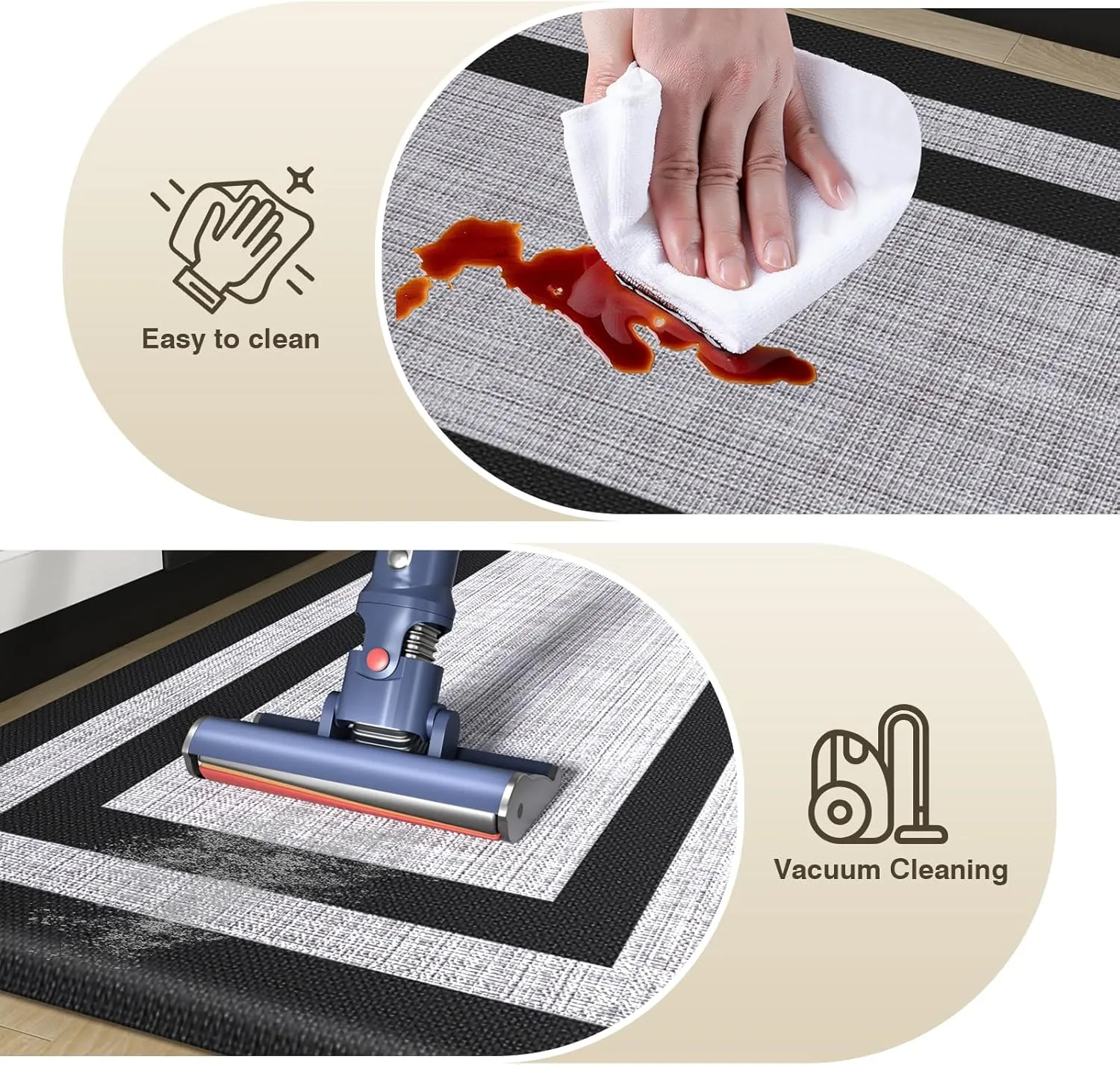 LuxStep Kitchen Mat [2 PCS] Cushioned Kitchen Rugs Thick Kitchen Mats Anti-Fatigue Floor Comfort Mat,Non-Slip Standing Desk Mat,Waterproof Kitchen Rug Set for Kitchen,Floor,Office,Classic Black