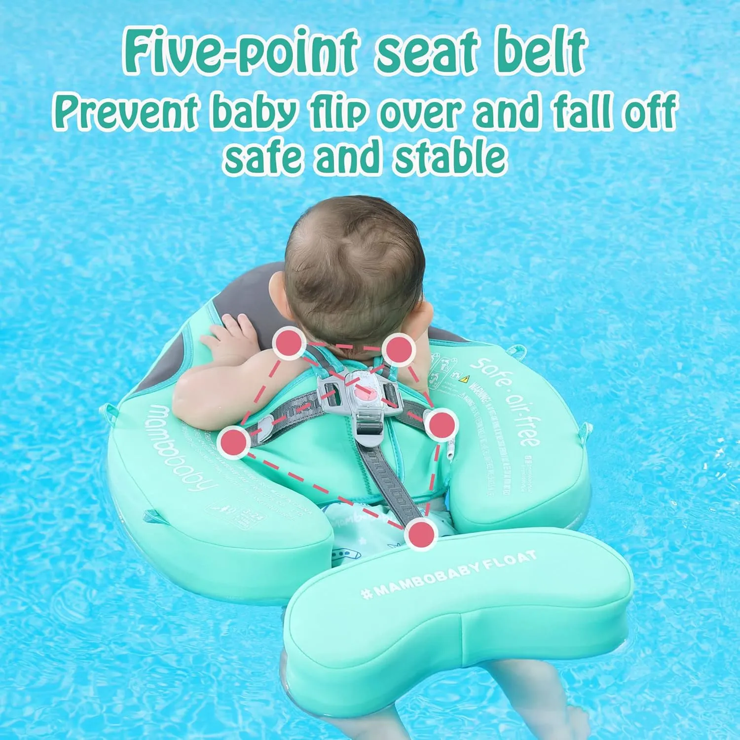 Mambobaby Float Baby Float with Canopy Non Inflatable Baby Pool Float Upgraded Tail Infant Swim Trainer Water Float for Toddler Infant 3-24 Months No Flip Over, Green