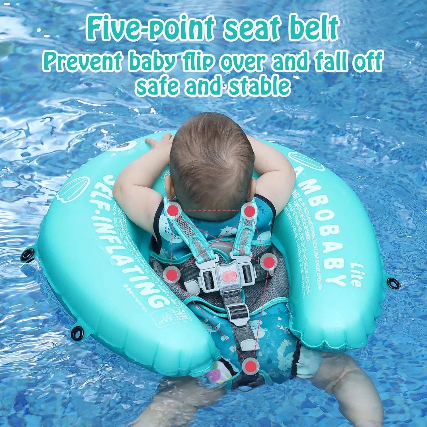 Mambobaby Float Self-Inflating Baby Pool Float Compressible Pool Swim Float Infant Soft Solid Swimming Trainer Baby Float with Removable UPF 50  UV Sun Protection Canopy, Green