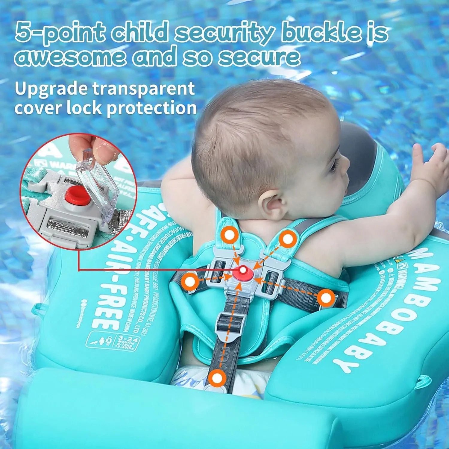 Mambobaby Float with Canopy and Tail New Upgraded Non-Inflatable Baby Pool Float Mambo Float Swim Trainer Solid Infant Swim Float Adjustable Pearl Foam Baby Swim Ring