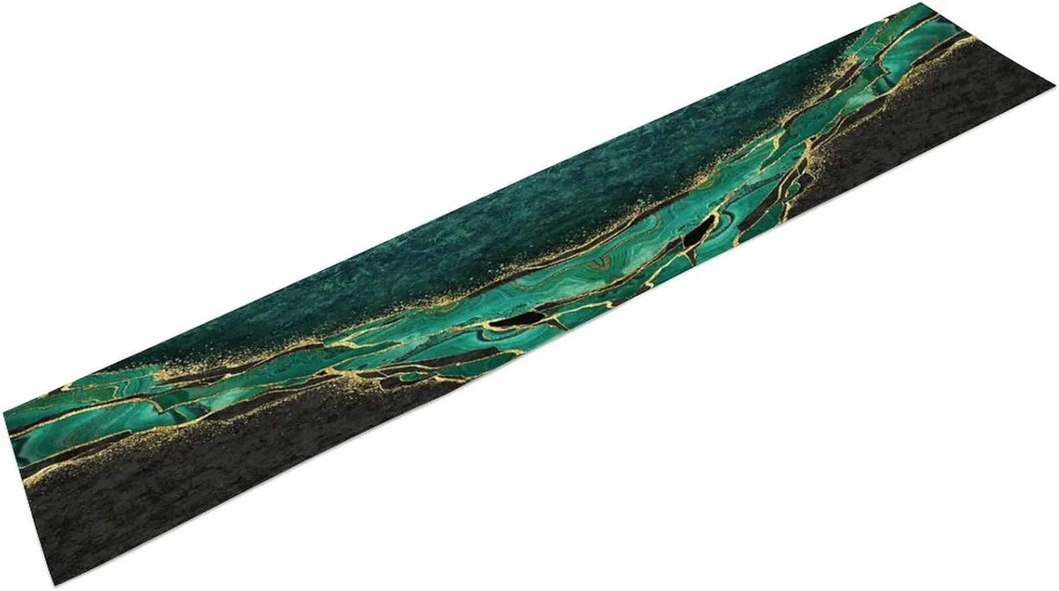 Marble Table Runner, Green Black Gold Marbling Texture Modern Abstract Dining Table Decor for Daily 13x90 Inch