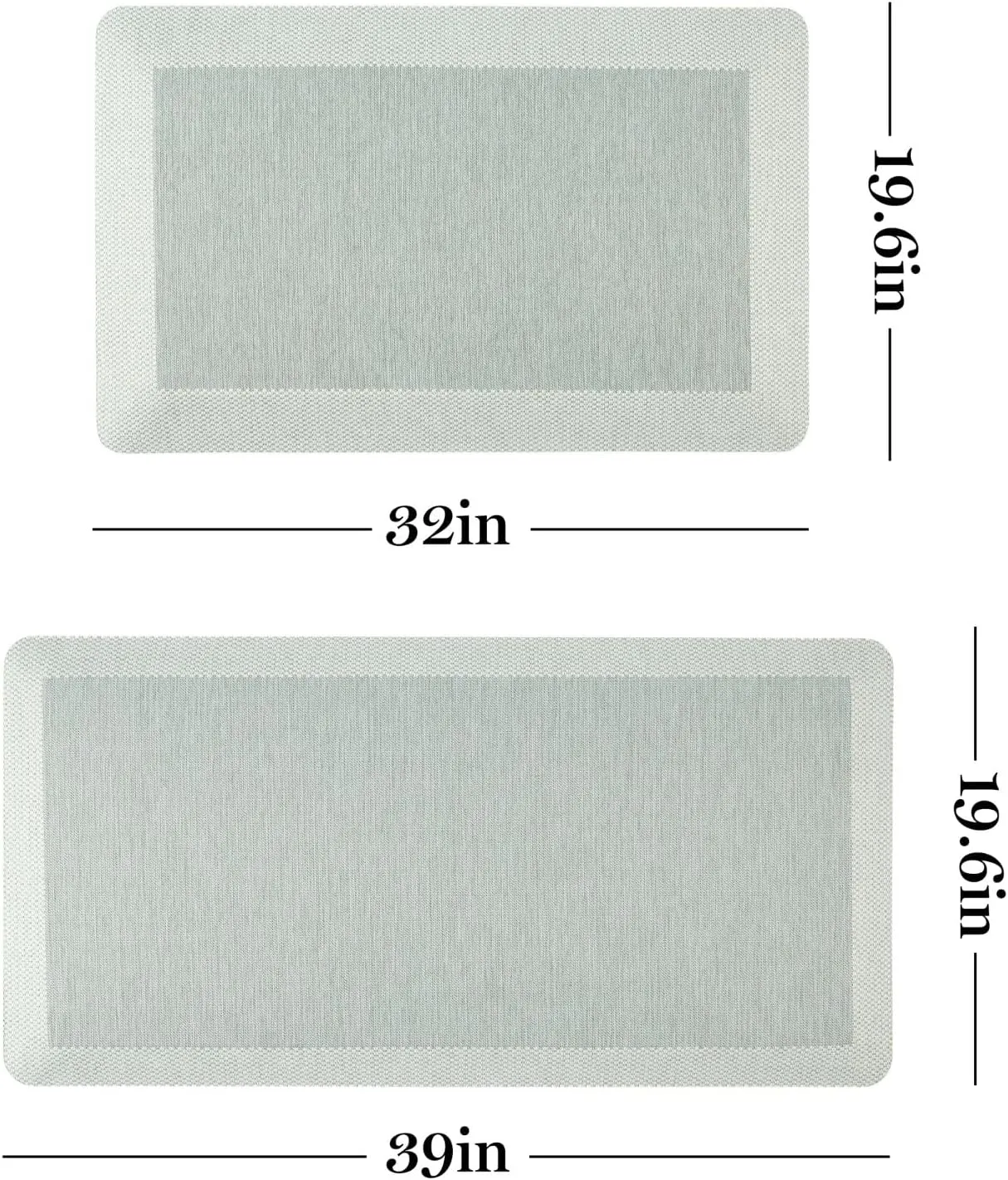 Martha Stewart Mira Modern Heathered Anti-Fatigue Air-Infused Kitchen Mat, Mint Green, 19.6"x39"