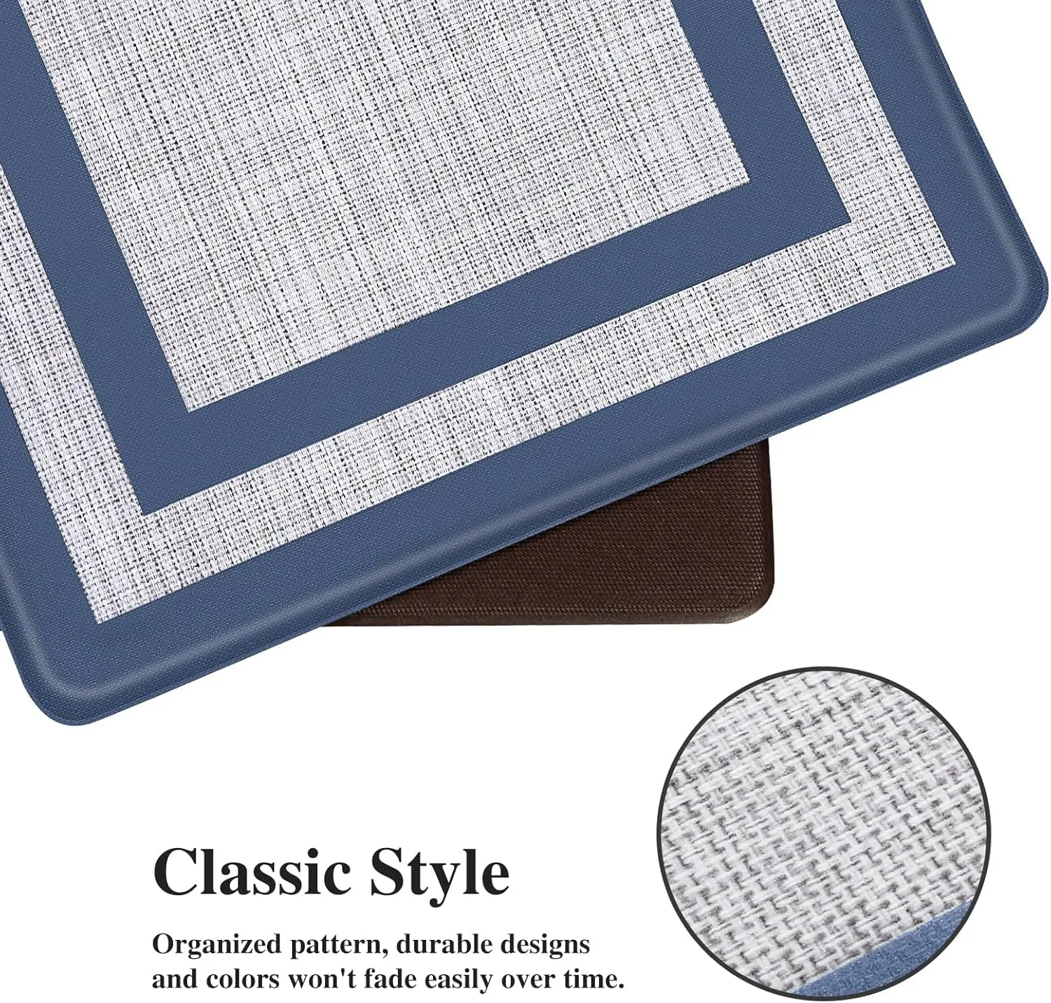 Mattitude Kitchen Mat [2 PCS] Cushioned Anti-Fatigue Non-Skid Waterproof Rugs Ergonomic Comfort Standing Mat for Kitchen, Floor, Office, Sink, Laundry, Blue and Gray