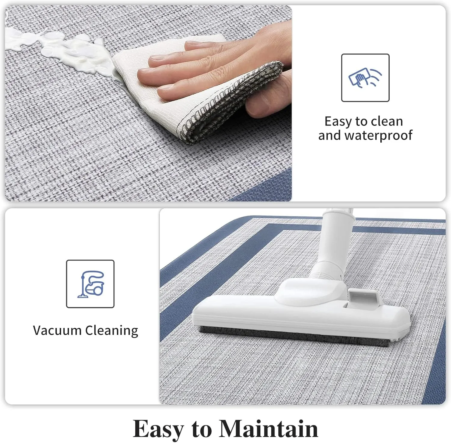 Mattitude Kitchen Mat [2 PCS] Cushioned Anti-Fatigue Non-Skid Waterproof Rugs Ergonomic Comfort Standing Mat for Kitchen, Floor, Office, Sink, Laundry, Blue and Gray