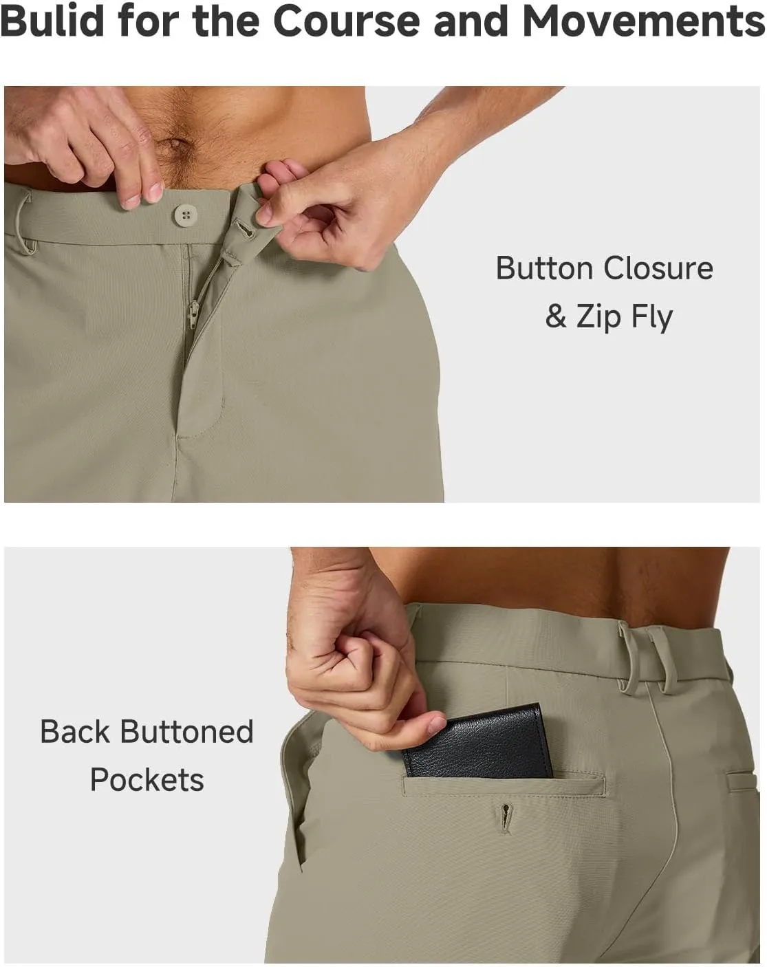 Men's Classic Fit 7/9/11 Inch Golf Shorts Lightweight Long Stretch Hiking Short with 4 Pockets for Casual Work