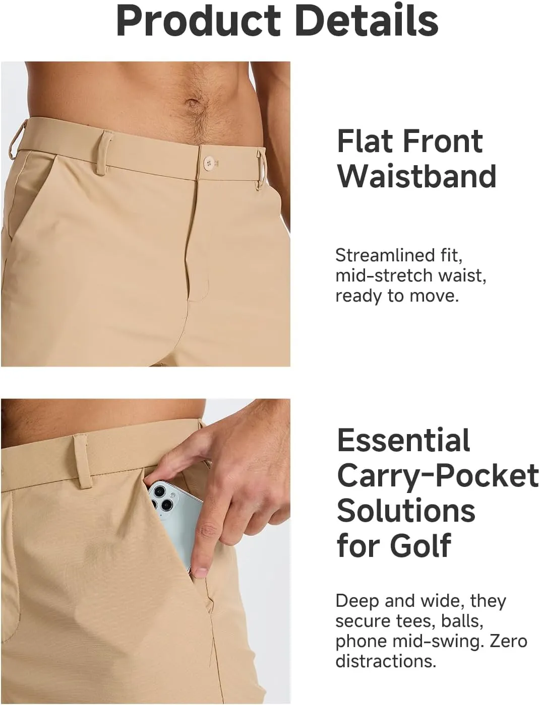 Men's Classic Fit 7/9/11 Inch Golf Shorts Lightweight Long Stretch Hiking Short with 4 Pockets for Casual Work