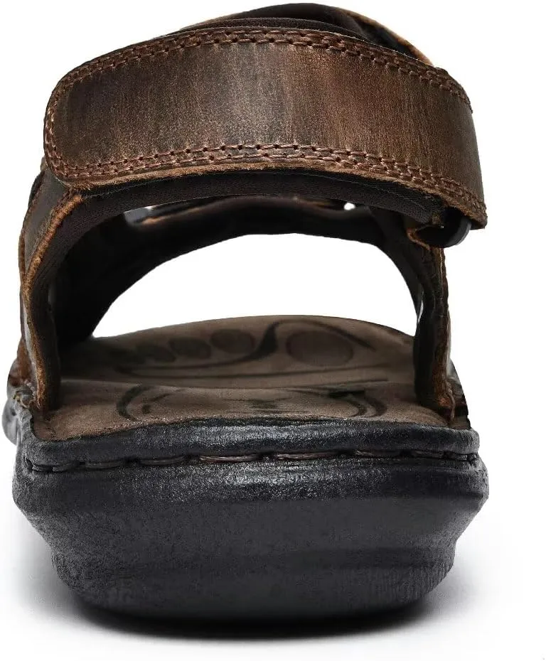 Men's Leather Sandals, Comfortable Open-Toe Outdoor Beach Shoes
