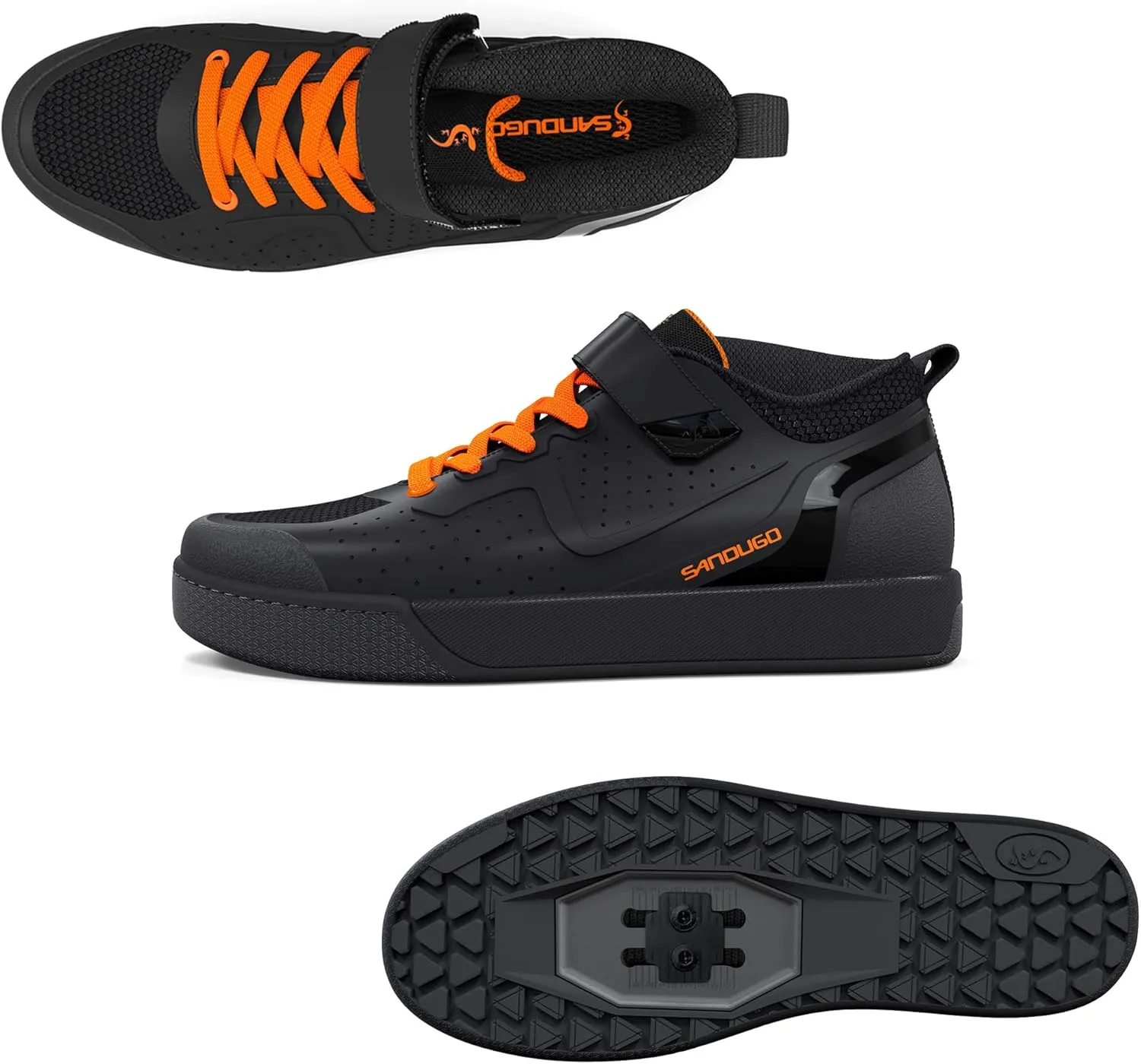 Mens MTB Mountain Bike SPD Cycling Shoes,Suitable Mountain Biking DH Enduro, Compatible All 2 Bolts Pedals,Black