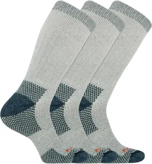 Merrell Men's and Women's Heavyweight Hiker Crew Socks 3 Pair Pack, Green, S/M
