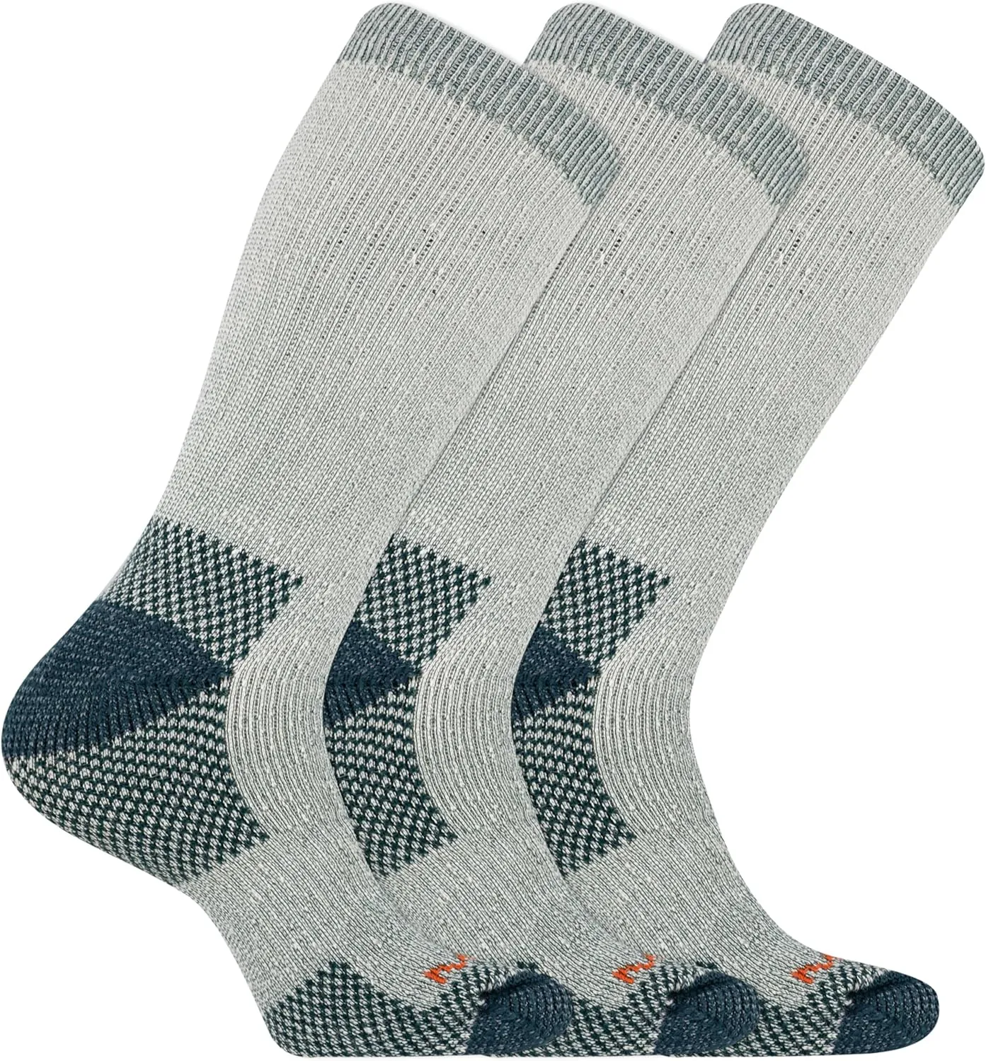 Merrell Men's and Women's Heavyweight Hiker Crew Socks 3 Pair Pack, Green, S/M
