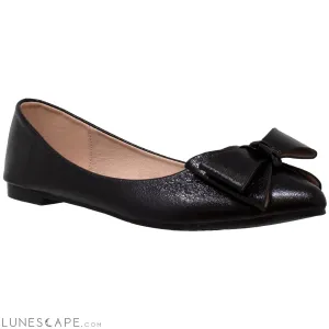 Metallic Bow Pointed Toe Ballet Flat