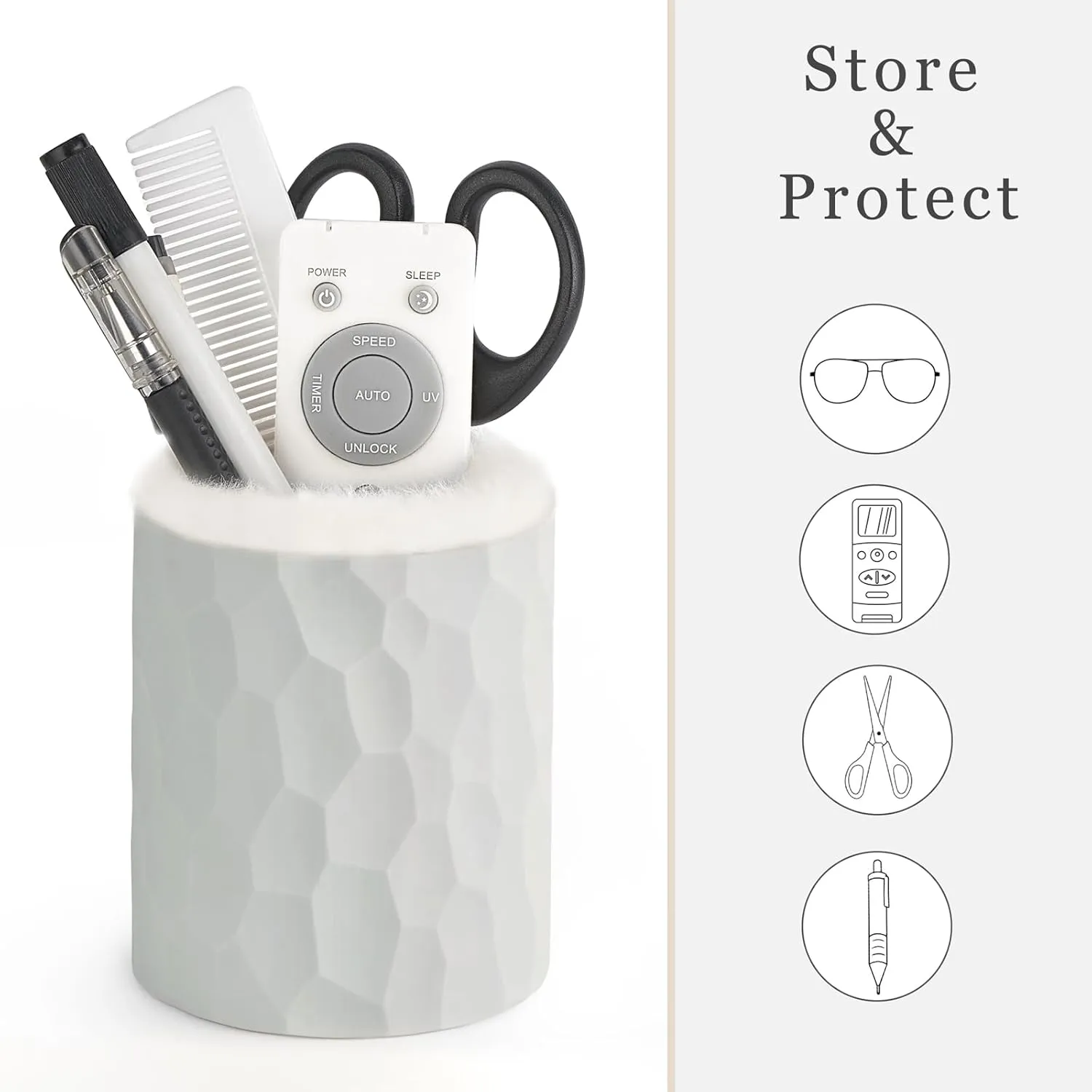 Mkono Plush Lined Eyeglasses Holder Protective Glasses Holder Stand Case Anti-scratch Glasses Storage Organizer for Table, Desk, Nightstand, Office, Gray