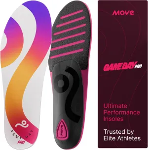 MOVE Game Day Pro- Ultimate Performance Sports Insoles for Basketball, Volleyball, Football, Tennis, Athletics, Baseball, Running, and Active Lifestyle. Extra Shock Absorption (M 6-6.5 / WM 7.5-8)