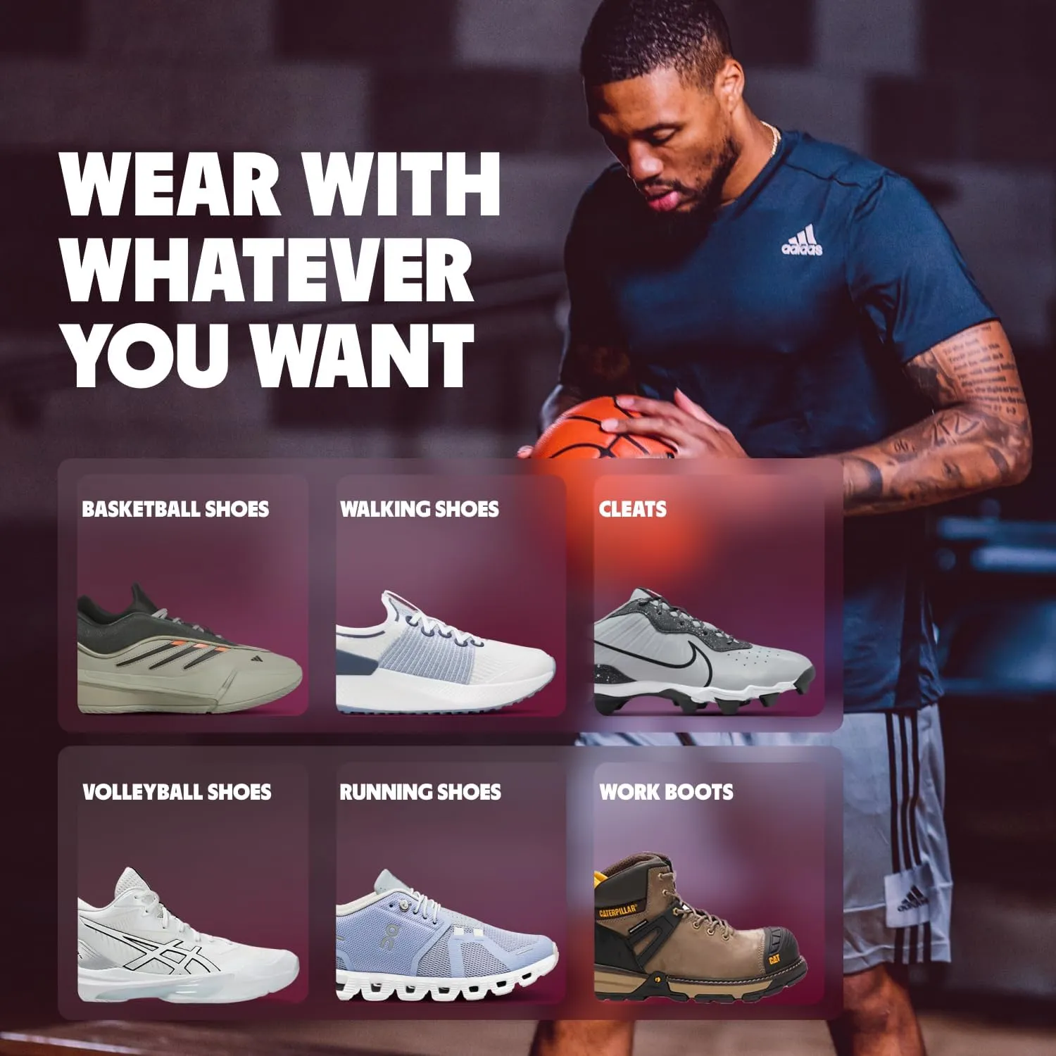 MOVE Game Day Pro- Ultimate Performance Sports Insoles for Basketball, Volleyball, Football, Tennis, Athletics, Baseball, Running, and Active Lifestyle. Extra Shock Absorption (M 6-6.5 / WM 7.5-8)