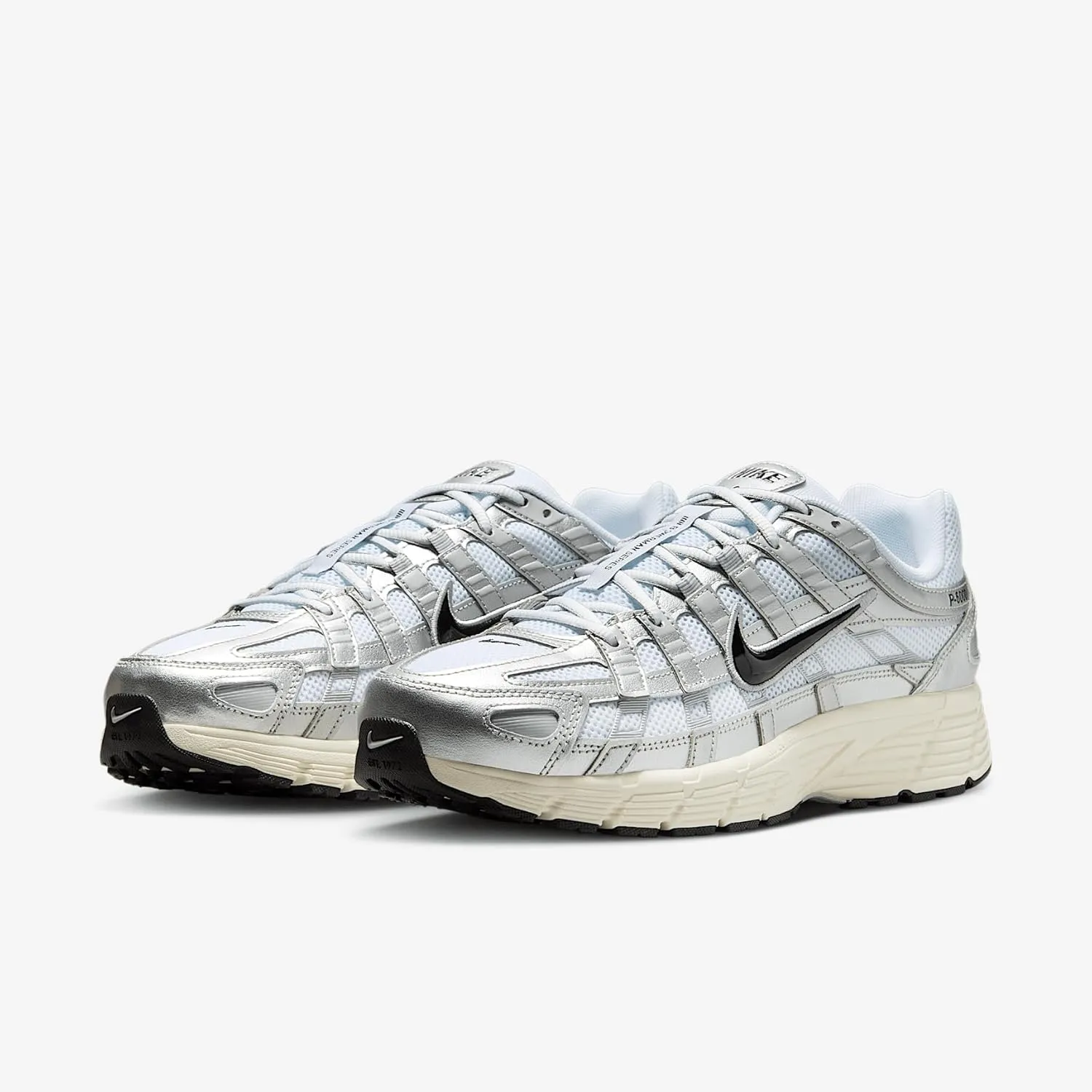Nike P-6000 Shoes (CD6404-105, White/Metallic Silver/Flat Silver/Black)