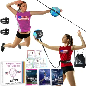 OVANTO Volleyball Training Equipment Aid – Solo Volleyball Equipment in 4 Styles to Serve, Spike, Set and Pass Like a Pro - Adjustable Volleyball Practice Equipment Gift for Beginners & Experts