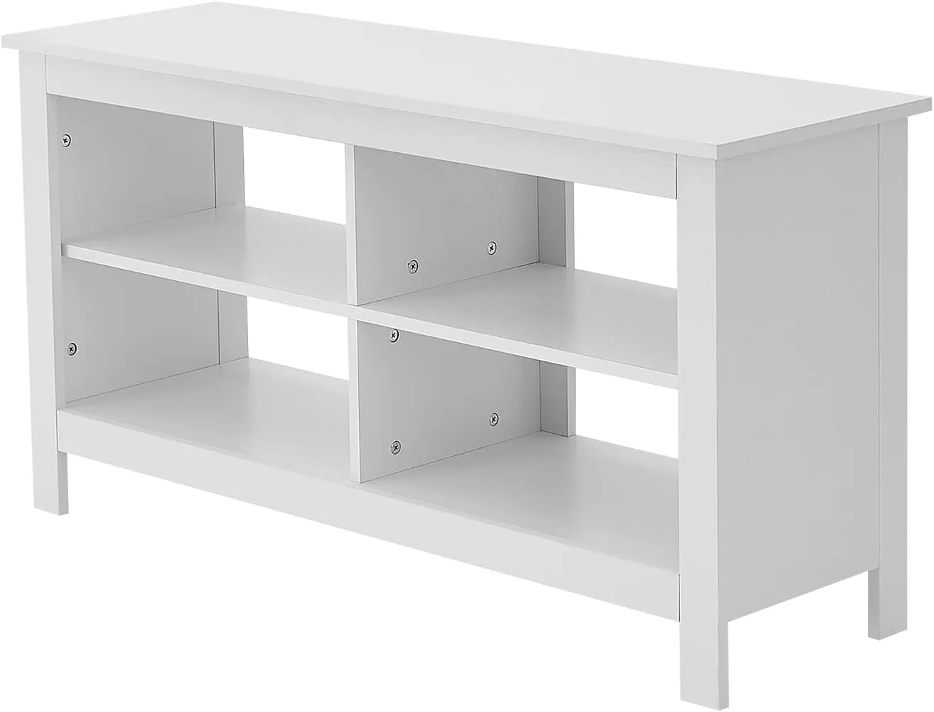 Panana TV Stand, Entertainment Center 4 Cubby Television Stands Cabinet Media Sideboard with 4 Open Shelves Farmhouse TV Media Console Table for TVs up to 50 Inches (43 Inches White)