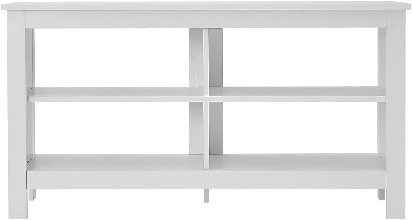 Panana TV Stand, Entertainment Center 4 Cubby Television Stands Cabinet Media Sideboard with 4 Open Shelves Farmhouse TV Media Console Table for TVs up to 50 Inches (43 Inches White)