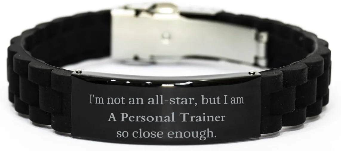 Personal Trainer Black Glidelock Clasp Bracelet for Inspirational Confidence on Graduation or Christmas