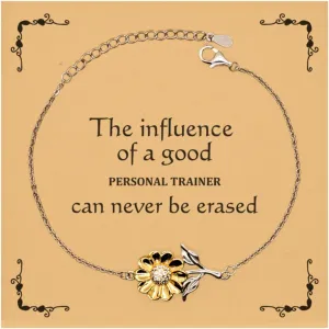 Personal Trainer Sunflower Bracelet - The Inspirational Influence of a Professional Trainer for Fitness Enthusiasts, Graduation and Birthday Gifts for Health and Wellness - Unique Engraved Confide