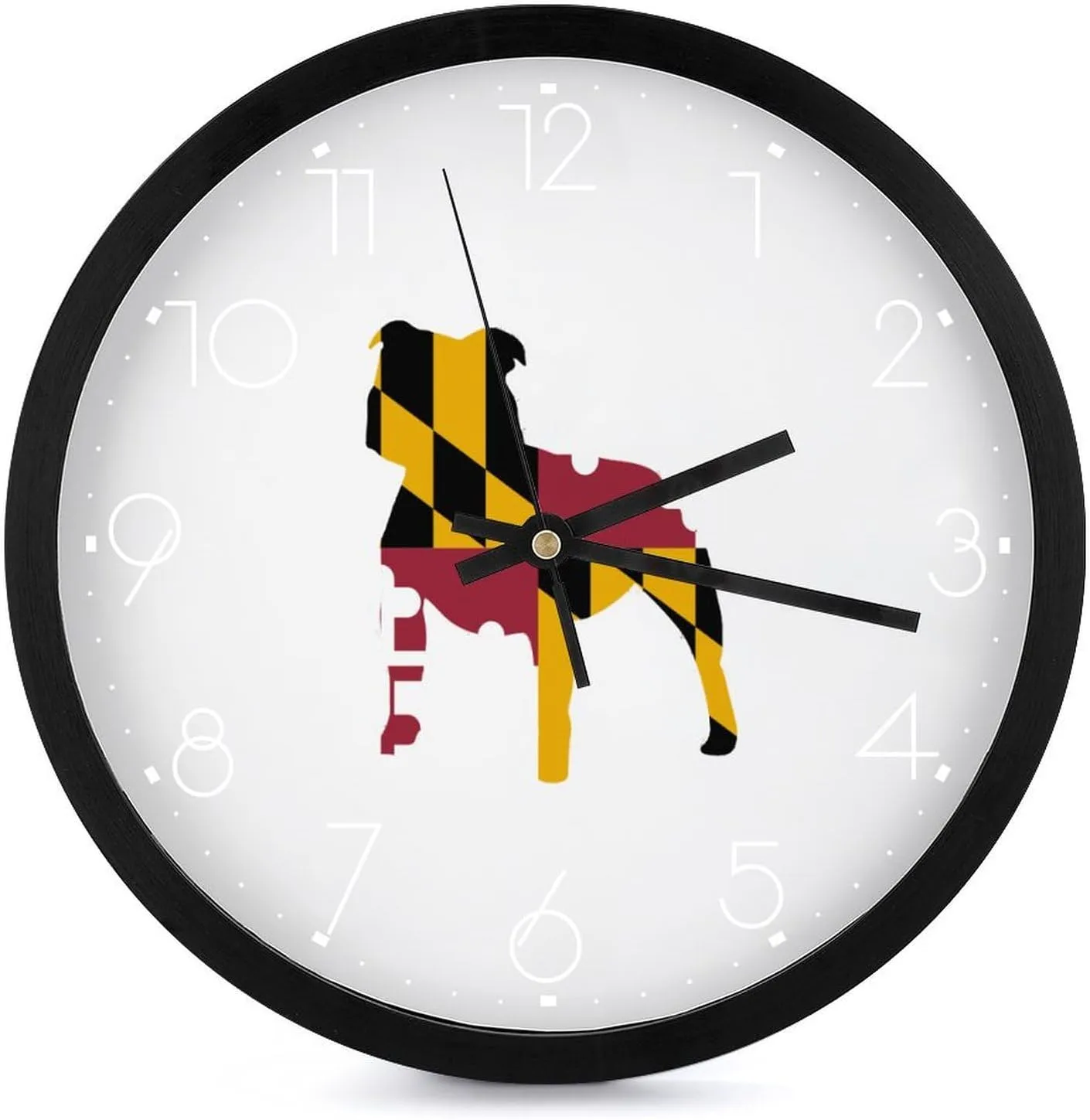 Pit Bull Maryland Flag Fashion Round Wall Clock Modern Battery Operated Clocks Silent Non-Ticking Home Decor 10x10in