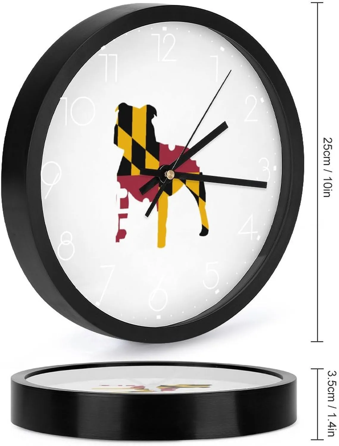 Pit Bull Maryland Flag Fashion Round Wall Clock Modern Battery Operated Clocks Silent Non-Ticking Home Decor 10x10in