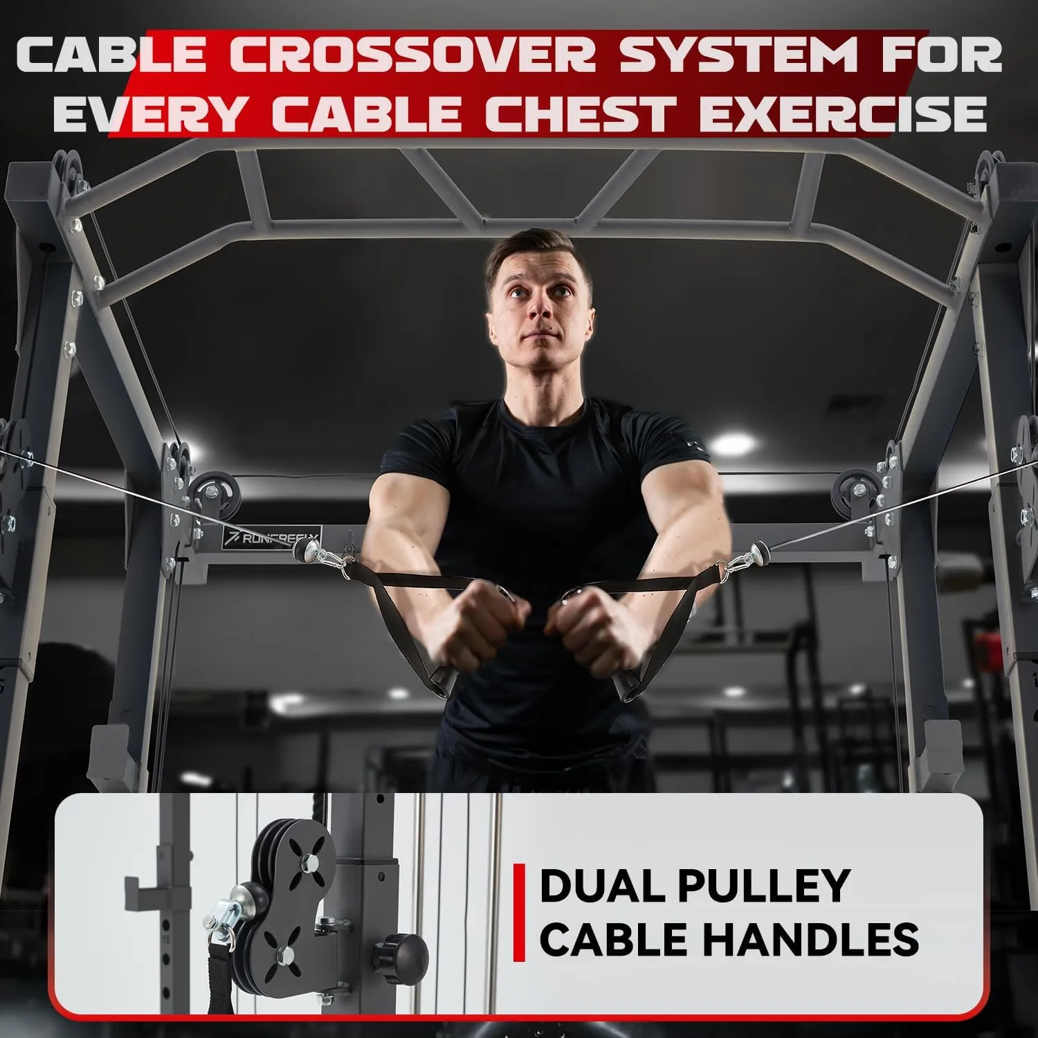 Power Rack for Home Gym, Smith-Machine with Cable Crossover for Full-Body Workout, All-in-one Trainer Equipment for Strength Training, Squat, Bench Press and Pull Up Bar