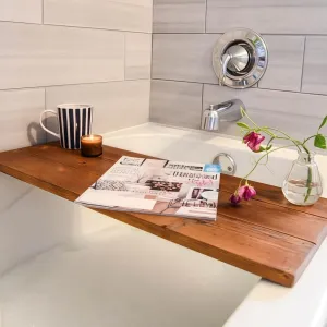 Premium Bathtub Tray for Freestanding Bath，Large Thick Wood Luxury Bath Tray for Tub(Large)