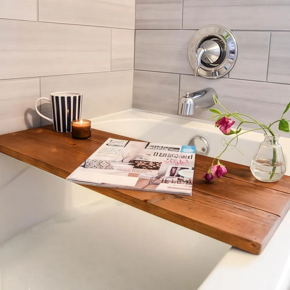 Premium Bathtub Tray for Freestanding Bath，Large Thick Wood Luxury Bath Tray for Tub(Large)