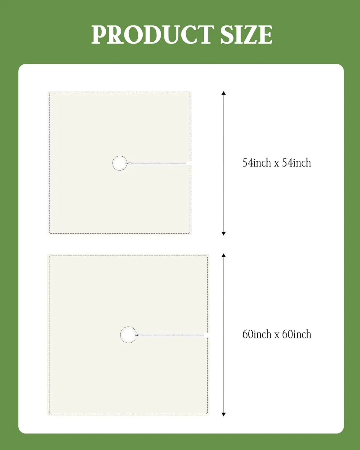 QueenKer Outdoor Tablecloth with Umbrella Hole, Minimalist Lines Leaves Flowers Blue Square Tables Waterproof Tabletop Collection for Patio, Garden, Picnic, Camping, Dining 60 x 60 inch