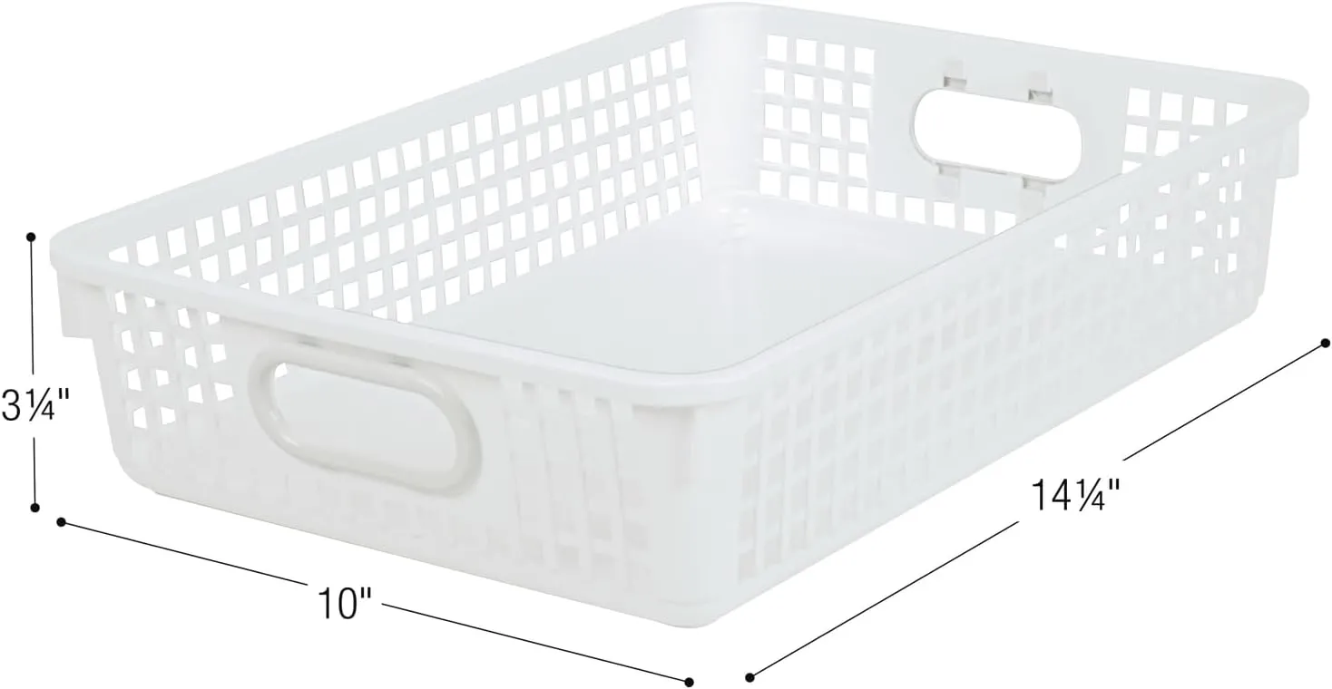 Really Good Stuff 6PK Plastic Desktop Paper Storage Basket for Classroom or Home–14”x10” Plastic Mesh Basket-Secure Papers Crease-Free–Neon Pop