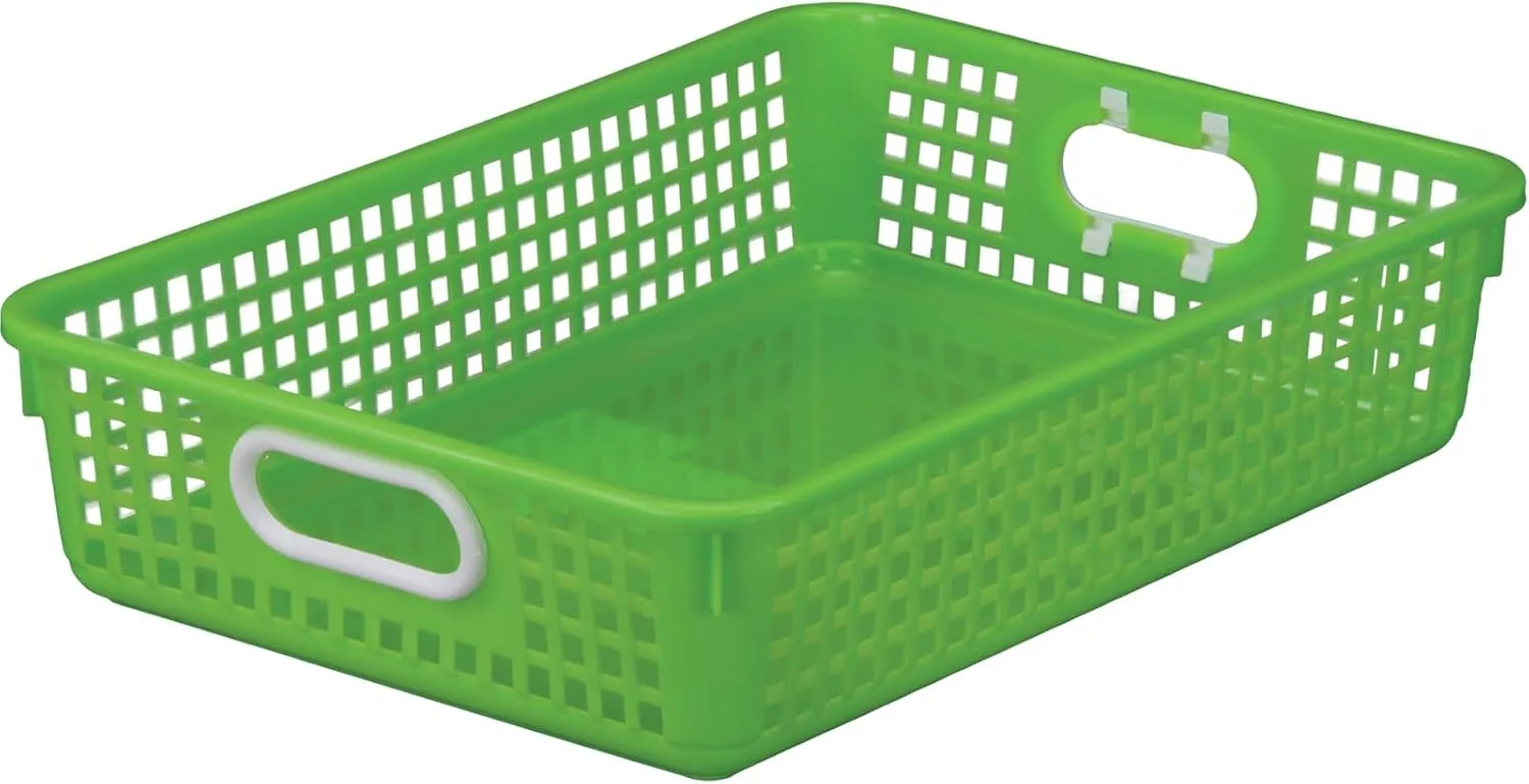Really Good Stuff 6PK Plastic Desktop Paper Storage Basket for Classroom or Home–14”x10” Plastic Mesh Basket-Secure Papers Crease-Free–Neon Pop