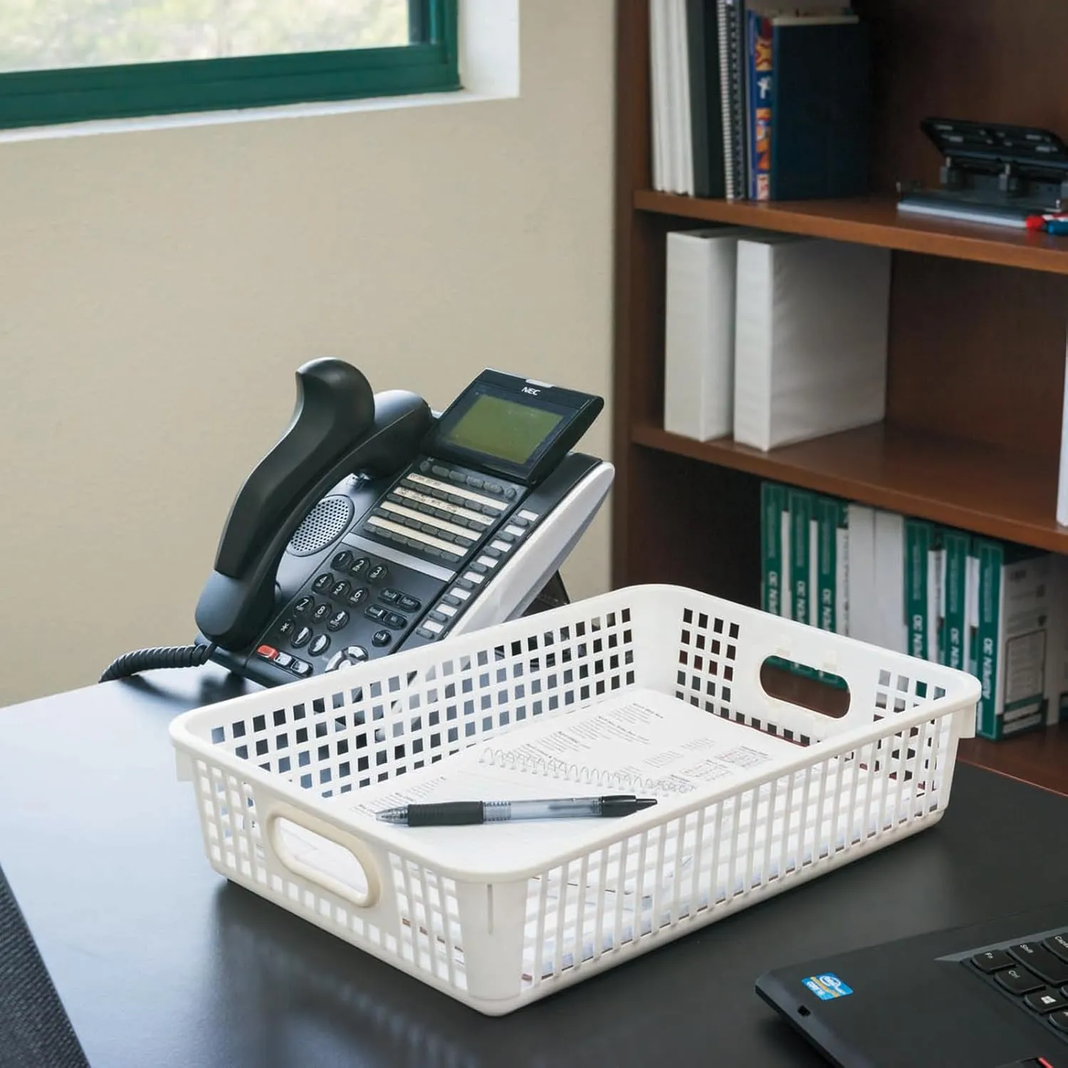 Really Good Stuff 6PK Plastic Desktop Paper Storage Basket for Classroom or Home–14”x10” Plastic Mesh Basket-Secure Papers Crease-Free–Neon Pop