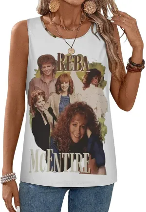 Reba Music Mcentire Workout Tank Top for Women,Women's Summer Quick Dry Fashion Sports Crewneck Sleeveless Undershirt Racerback Vest for Women Gift L Black