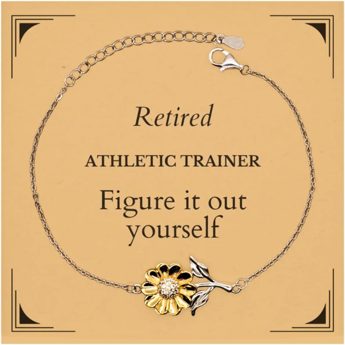 Retired Athletic Trainer Gifts, Figure it out yourself, Retirement Birthday Sunflower Bracelet for Athletic Trainer, Men, Women, Friends, Coworkers