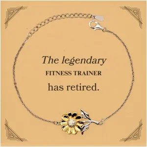 Retirement Fitness Trainer Gifts, The legendary Fitness Trainer has retired, Appreciation Birthday Sunflower Bracelet for Fitness Trainer, Men, Women, Friends, Coworkers