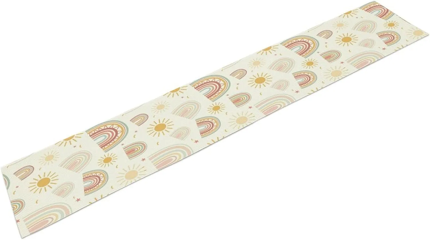 Retro Boho Rainbow Table Runner Girl Baby Rainbow Party Decoration Home Kitchen Dining Room Decor 13 X 60 Inch