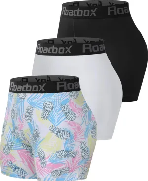 Roadbox 4" Women's Spandex Compression Shorts, 3 Pack Volleyball Shorts Athletic Biker Shorts for Workout Running Gym Yoga