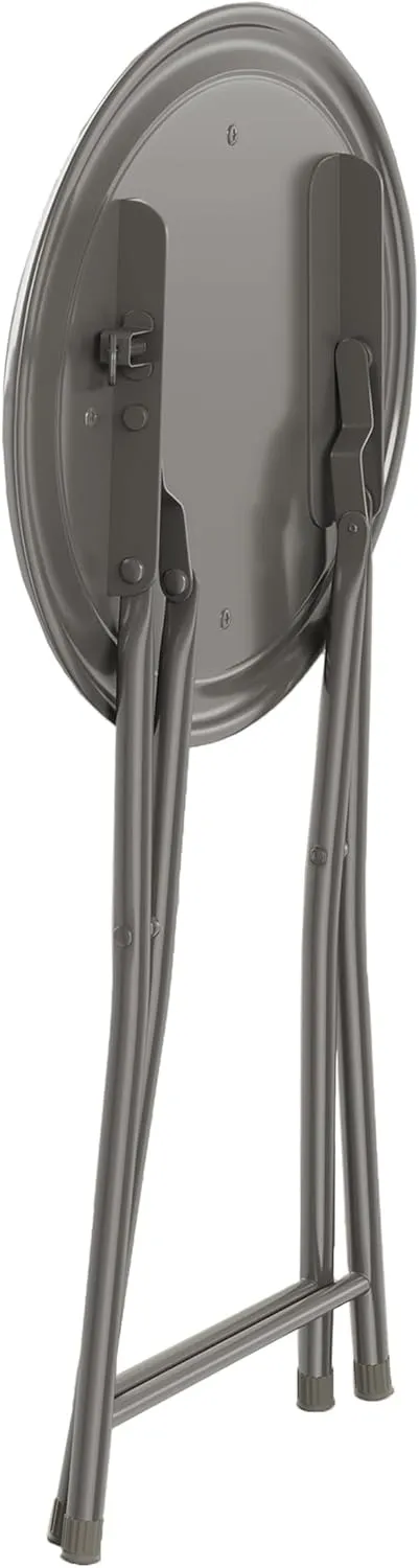 Round Folding Stool - Heavy-Duty 18-Inch Padded and Portable Stool with 300lbs Capacity for Dorm, Rec Room, or Game Room by Trademark Home (Gray)